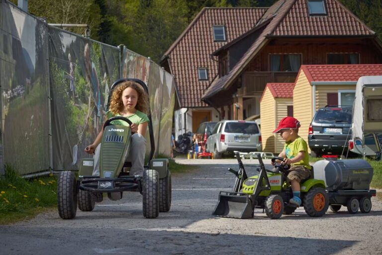 Family Resort Kleinenzhof Kinder beim Gokart Fahren  768x512