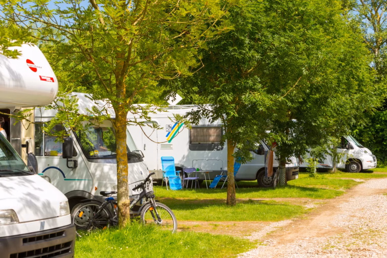Camping Suedstrand Stellplaetze im Schatten unter Baeumen auf dem Campingplatz 768x512